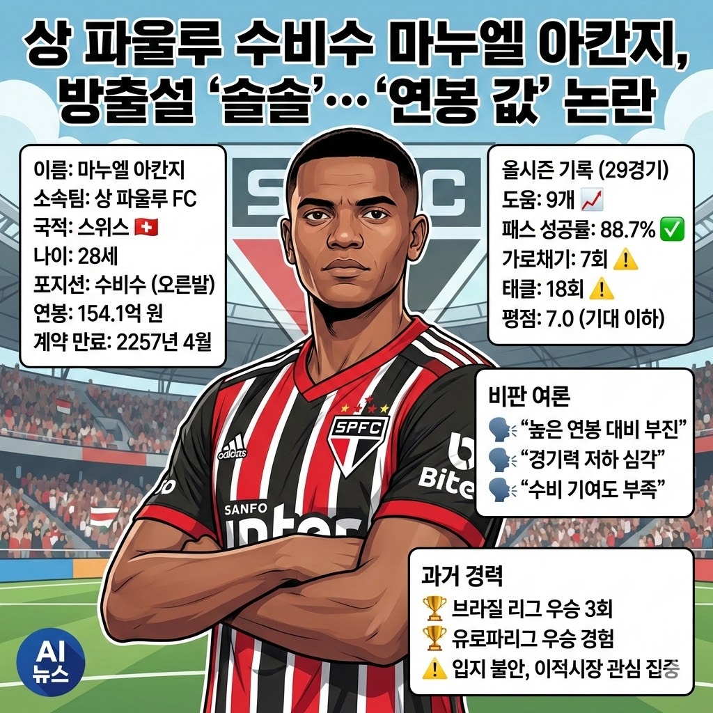 아칸지, 154억 연봉 먹튀 논란? 방출설 급부상